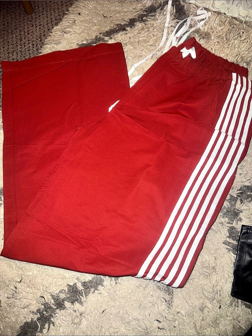 Red & White Striped Athletic Windbreaker pants